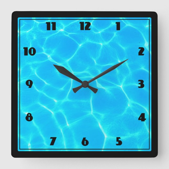 Clear Blue Pool Water Foto Quadratische Wanduhr (Vorderseite)