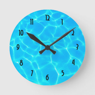 Clear Blue Pool Water Foto Runde Wanduhr