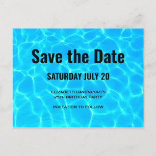Clear Blue Pool Water Foto Save the Date Party Einladungspostkarte