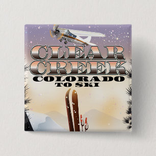 Clear Creek, Colorado Ski Poster. Button