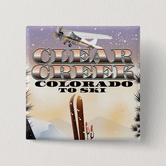 Clear Creek, Colorado Ski Poster. Button (Vorderseite)
