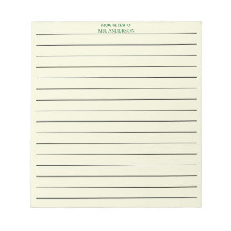 Clear Green Teacher Lined Paper From The Desk Of  Notizblock