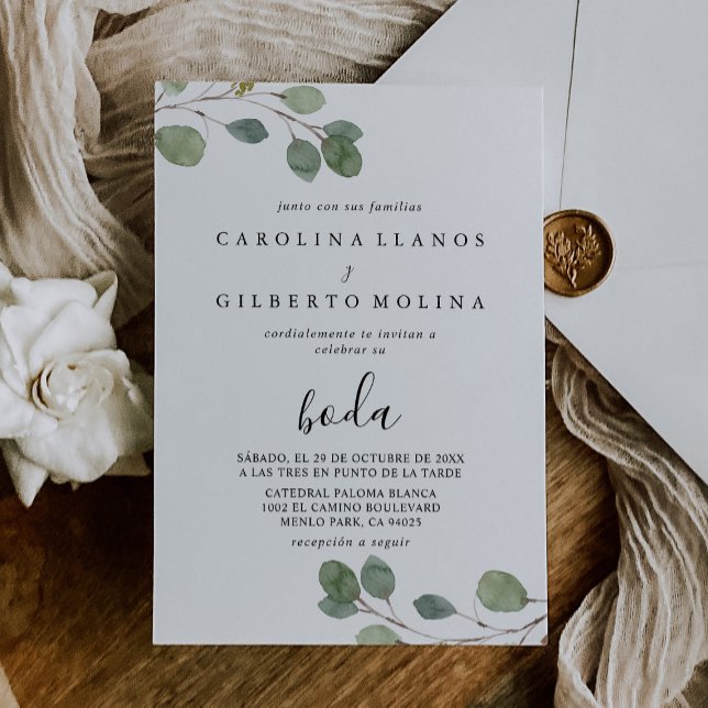 Clear Greenery Botanical Eucalyptus Boda Wedding Einladung (Von Creator hochgeladen)