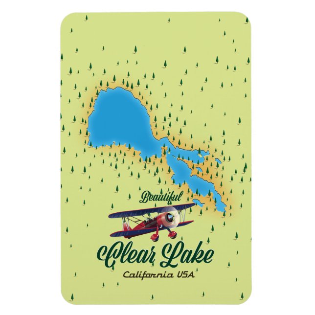 Clear Lake California USA Map Magnet (Vertikal)
