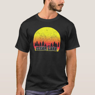 Clear Lake Indiana Retro Landschaftlich Sunset Gra T-Shirt
