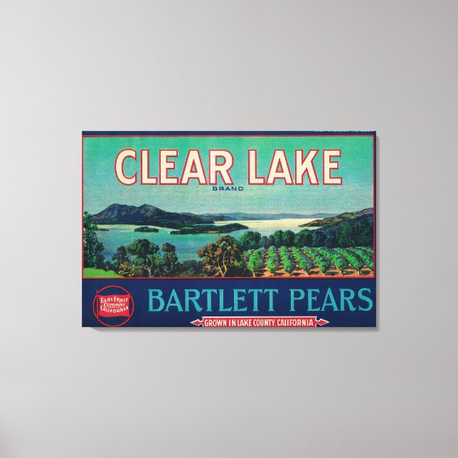 Clear Lake Peak Crate LabelLake Landkreis, CA Leinwanddruck (Vorderseite)