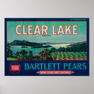 Clear Lake Peak Crate LabelLake Landkreis, CA Poster