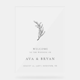 Clear Minimalistic Botanical Wedding Welcome Sign Acrylschild