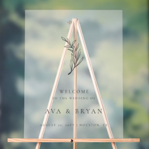 Clear Minimalistic Botanical Wedding Welcome Sign Acrylschild