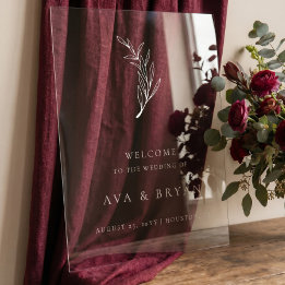 Clear Minimalistisch Olive Branch Wedding Welcome  Acrylschild