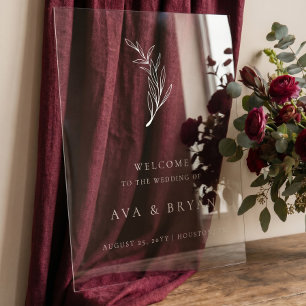 Clear Minimalistisch Olive Branch Wedding Welcome  Acrylschild