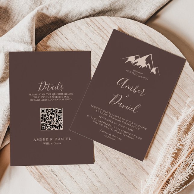 Clear Mountain Boho Back and Front Wedding Einladung (Von Creator hochgeladen)