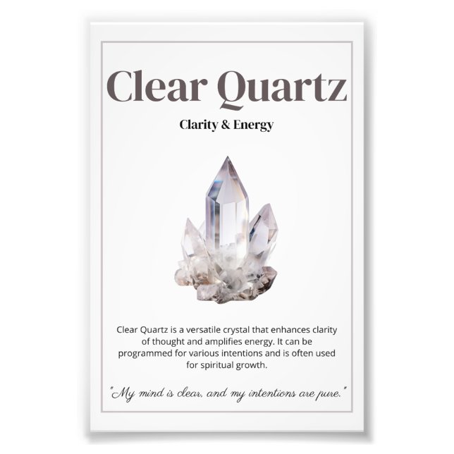 Clear Quartz crystal meaning poster (Vorne)
