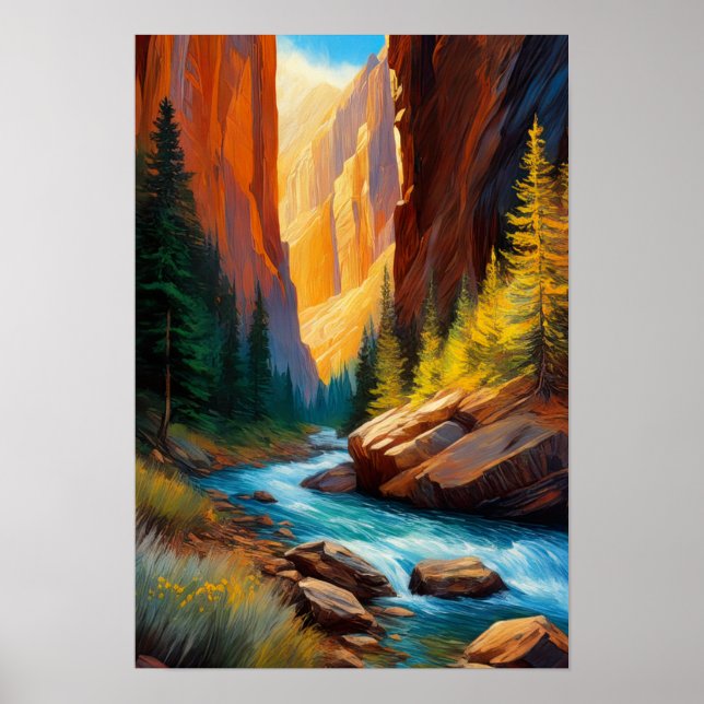 Clear River in Deep Canyon Poster (Vorne)