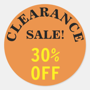 "CLEARANCE SALE!" "30% OFF" Rundaufkleber Runder Aufkleber