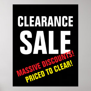 Clearance Sign, Black and White Boutique Sale Poster
