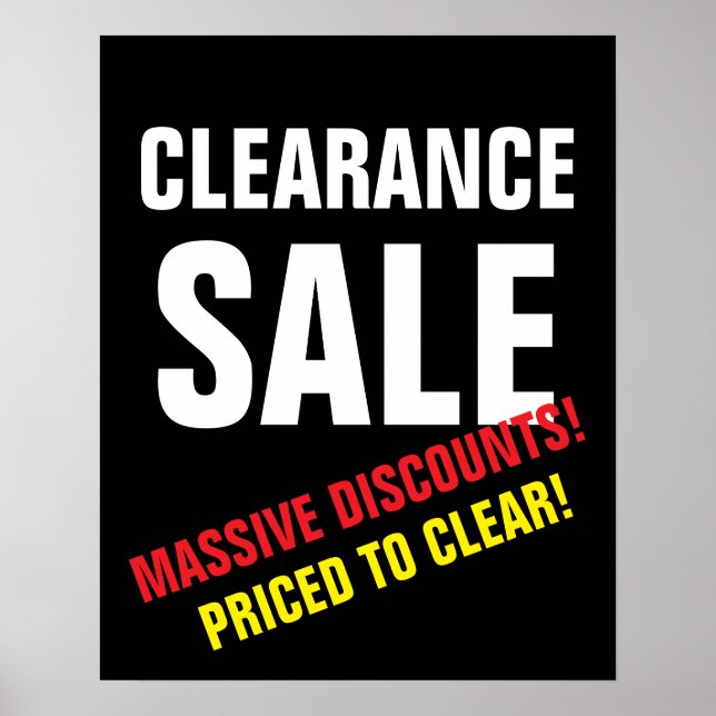 Clearance Sign, Black and White Boutique Sale Poster (Vorne)