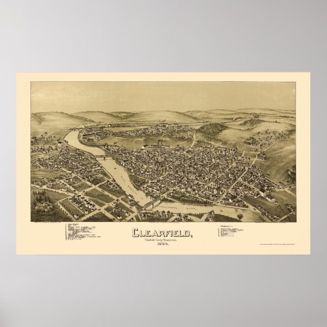 Clearfield, PA Panoramic Map - 1895 Poster (Vorne)