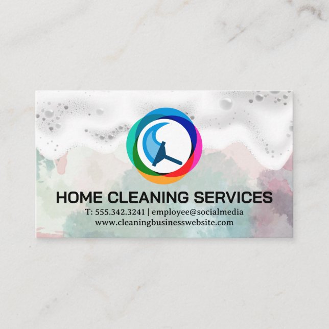 Clearing-Service-Squeegee-Logo | Seifenblasen Visitenkarte (Vorderseite)