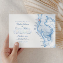 Clearwater Beach FL Karte Elegant Blue Wedding