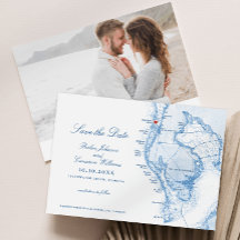 Clearwater Beach FL Map Elegant Navy Blue Wedding