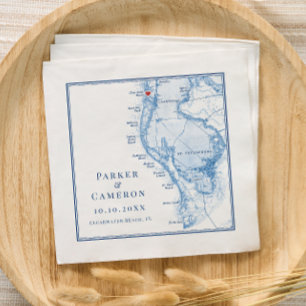 Clearwater Beach FL Map Elegant Navy Blue Wedding Serviette