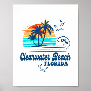 Clearwater Beach Florida 2025 Sonnenuntergang Vint Poster