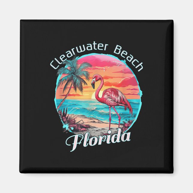 Clearwater Beach Florida Beach Flamingo Tropical S Magnet (Vorne)