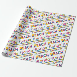 Clearwater Beach, Florida. Farbiges Textmuster Geschenkpapier