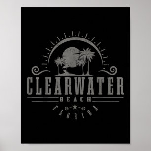 Clearwater Beach Florida Fl Vintag Sunset Surf Va Poster