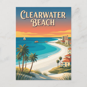 Clearwater Beach Florida Golfküste Vintage Poster Postkarte