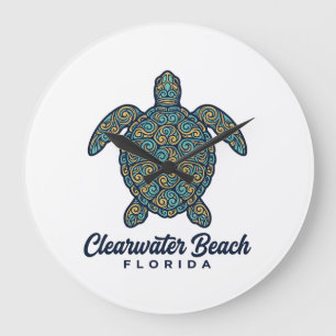 Clearwater Beach Florida Meeresschildkröte Vektor Große Wanduhr