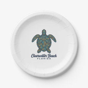 Clearwater Beach Florida Meeresschildkröte Vektord Pappteller