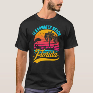 Clearwater Beach Florida Palm Tree Island Retro Su T-Shirt