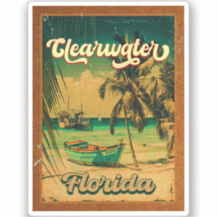 Clearwater Beach Florida Palm Tree Souvenirs 60er Aufkleber