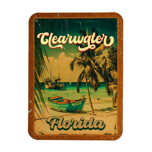 Clearwater Beach Florida Palm Tree Souvenirs 60er Magnet (Vertikal)