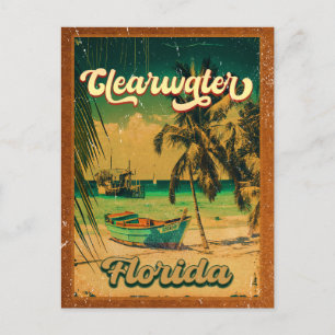 Clearwater Beach Florida Palm Tree Souvenirs 60er Postkarte
