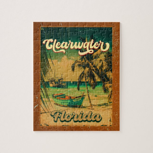 Clearwater Beach Florida Palm Tree Souvenirs 60er Puzzle (Vertikal)