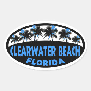 Clearwater Beach Florida Palmen Ovaler Aufkleber