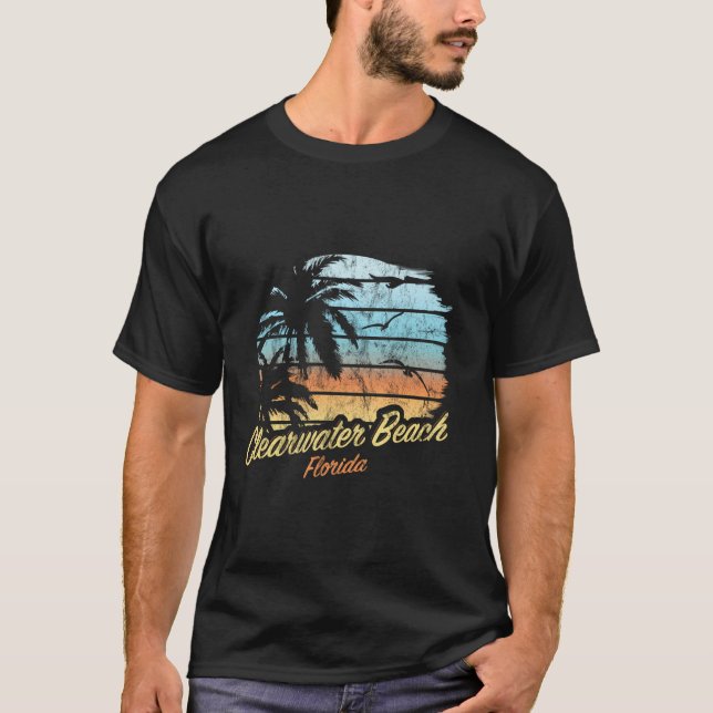 Clearwater Beach Florida - Palmenbaum Sonnenunterg T-Shirt (Vorderseite)