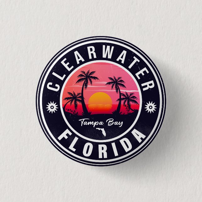 Clearwater Beach Florida Retro-Sonnenuntergang-Sou Button (Vorderseite)
