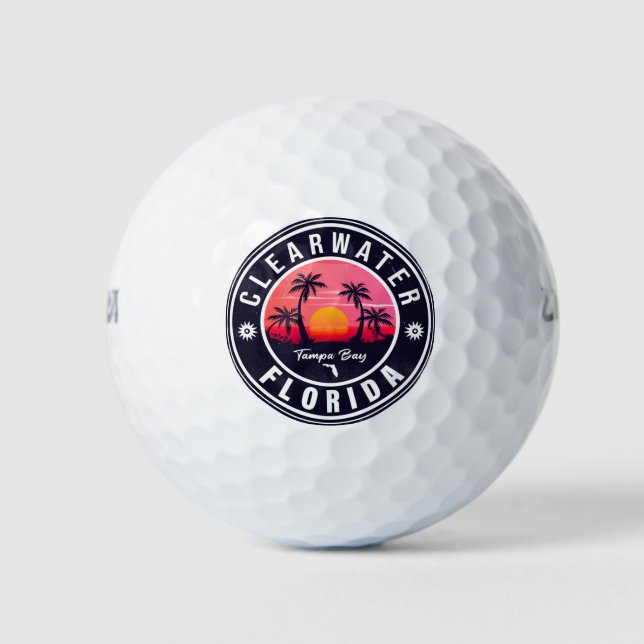 Clearwater Beach Florida Retro Sunset Souvenirs Golfball
