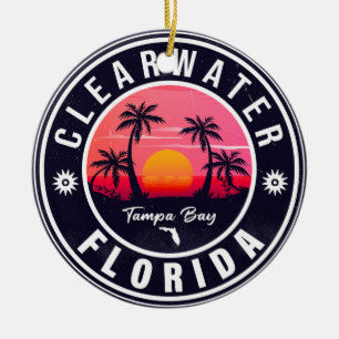 Clearwater Beach Florida Retro Sunset Souvenirs Keramik Ornament