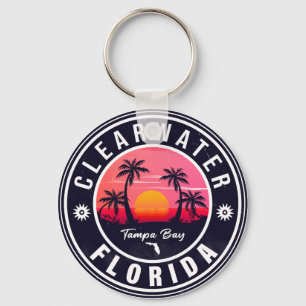 Clearwater Beach Florida Retro Sunset Souvenirs Schlüsselanhänger