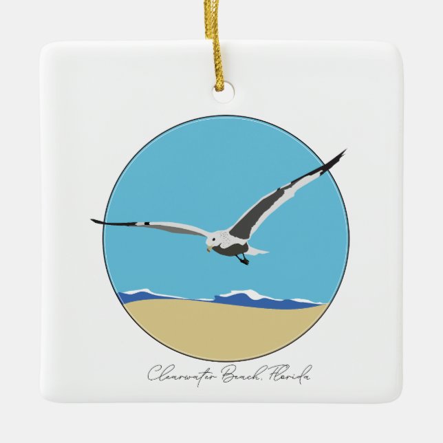 Clearwater Beach, Florida Sea Gull am Strand Keramikornament (Vorderseite)