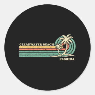 Clearwater Beach Florida Sommer Vintage Familienur Runder Aufkleber