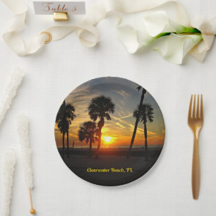 Clearwater Beach, Florida Sonnenuntergang Pappteller
