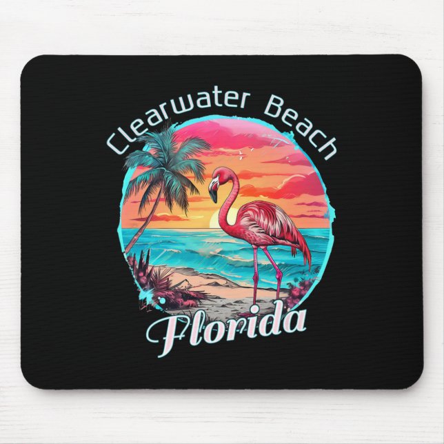 Clearwater Beach Florida Strand Flamingo Tropisch  Mousepad (Vorne)
