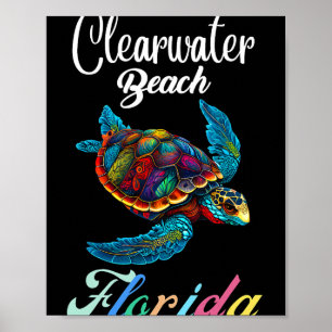 Clearwater Beach Florida Tie-Dye-Seeschildkröten-F Poster