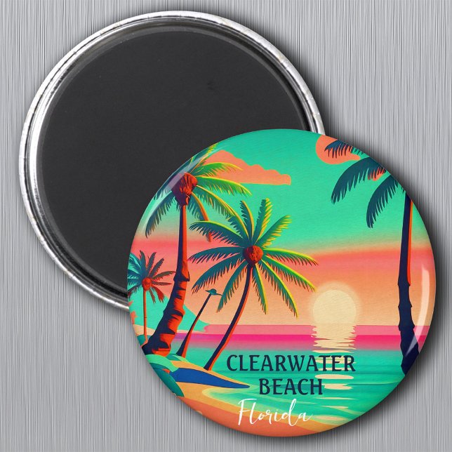 Clearwater Beach Florida Tropical Palm Tree 1950s Magnet (Von Creator hochgeladen)